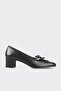 Black Leather Women's Heeled Shoes