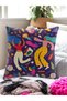 Smr Abstract Woman Carnival Patterned Modern Throw Pillow Decorative Cushion Navy Blue Color 43X43 - 4