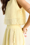 Women's Lemon Yellow Elastic Waist Skirt with Side Tie Detail Crop Muslin Top and Bottom Set 60283236 - 5