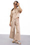 Beige Halter T-Shirt and Girl's Pants 2 Piece Set 21187 - 3
