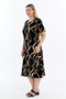Short-Sleeved Loose Black Camel Patterned Women's Dress - 5