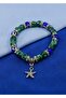 Handmade Glass Square Beaded Patterned Starfish Bracelet, Gift Evil Eye Beaded Bracelet - 4