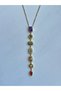 Silver & Gold Colored Zircon Stone Steel Y Necklace - 3