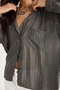 Women's Anthracite Oversize Shirt with Single Pocket Detail 470 60283182 - 6