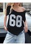Women's Off Shoulder Boat Neck 68 Printed T-Shirt - 2