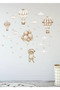 Soft Brown Beige Tones Flying Balloon Adventure Kids Room Wall Sticker Set - 3