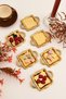 Tador's Gold Set of 6 Sugar Bowl Turkish Delight Bowl Snack Bowl Coffee Side Presentation Bowl Decorative Square Bowl with Handles