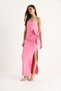 Women's Candy Pink Floral Accessory Slit Detailed Strapless Maxi Dress 2602 60283331 - 3