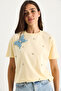 Women's Butterflies Accessory Stone Embroidered Short Sleeve T-Shirt 60602036 - 5