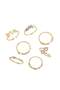 7-Piece Gold Colour Plated Crystal & Letter Ring Set Elegant & Trendy