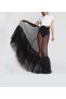 Black Sheer One Layer Maxi Skirt Long Unlined Tulle Skirt - 2