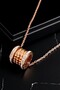 Women's Steel Chain Waterway Rose Plated Cylindrical Spool Pyramid Design Model Zircon Stone Necklace - 2