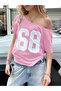Women's Off Shoulder Boat Neck 68 Printed T-Shirt - 2