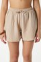 Women's Jamie 100% Cotton Muslin Beige Shorts with Elastic Waist - 3