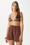 Women's Jamie 100% Cotton Muslin Brown Shorts with Elastic Waist - 5