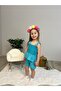 Poplin Fabric Strap Knitted Detailed Shorts Double Girl's Set - 4