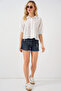 Women's Short Sleeve Crop Shirt 20335 - White - 2
