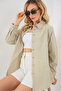 Women's Striped Oversize Shirt 20332 - Çağla - 4