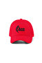 Qua Embroidered Hat – Red 100% Cotton Gabardine Unisex Model - 2