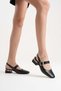 Show Gold Heel and Buckle Detailed Stylish Square Toe Block Heel Women's Shoes - 2