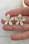 Pearlescent White 5 Petal Flower Gold Women's Earrings