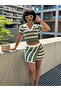    Women's Short Sleeve Polo Neck Crop Asymmetrical Mini Knitwear Skirt Double Set
