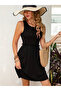 Women's Sleeveless Waist Elastic and Gather Detail Viscose Mini Dress