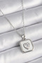 316L Steel Silver Color Square Medallion Heart Zircon Stone Processing Women's Necklace - Tj-Bko9525