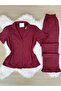 Cherry Rot Cotton Short Sleeve Front Button Pajama Set with Ruffle Detail on Sleeves and Legs