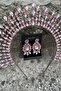 Michaelle Pink Bridal Henna Crown Special Occasion Accessory Women's Crown and Three Shuttle Earrings Set - 2