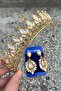 Ivanna Gold Bridal Henna Crown Special Day Accessory Women's Crown and Wide Shuttle Earring Set - 3