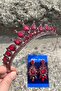 Renata Burgundy Bridal Henna Crown Special Occasion Accessory Women's Crown and Three Shuttle Earrings Set - 2
