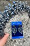 Salome Navy Blue Bridal Henna Crown Special Occasion Accessory Women's Crown and Thin Shuttle Earring Set - 3