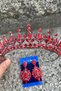Ivanna Red Bridal Henna Crown Special Occasion Accessory Women's Crown and Wide Shuttle Earrings Set