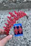 Regina Red Bridal Henna Crown Special Occasion Accessory Women's Crown and Three Shuttle Earrings Set - 2