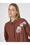 Floral Embroidered Linen Viscose Tunic Brown - 7
