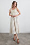 Lace Thick Strap Linen Dress - 5
