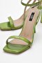 Green Patent Leather Helogram Thin Heeled Women's Shoes - 3