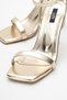 Golden patent leather thin heeled women's shoes - 4