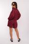 Burgundy Polo Collar Women's Shorts Sweatshirt Suit Mg2375 - 4