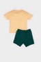 E6920 Orange Baby Boy 2-Piece Set Short Sleeve T-Shirt Elastic Waist Shorts - 4
