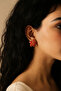 Rosso– Handmade Red Flower Design Polymer Clay Earrings |   Special Design with Gold Detail