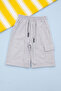 Gray Elastic Waist Jogger Fabric Boys Shorts with Single Cargo Pocket 21154