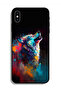 جراب واقٍ لهاتف Apple iPhone X بتصميم فن الذئب الملون