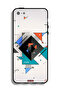 غطاء حماية لجهاز Apple iPhone 5/5s/SE بنمط تجريدي بأشكال مربعة ومثلثة - 2