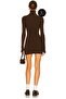 Women's Coffee Color Turtleneck Finger Snap Silk Jersey Mini Dress - 2