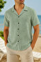 Men's Green-White Striped Short Sleeve Summer Shirt – Comfortable Flowing Cool Fabric - 2