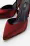 Burgundy Satin Heeled Women's Shoes - 3