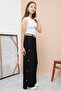 Black Button Detailed Wide Leg Girl's Belted Trousers 21151 - 3