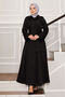 Mobile Belted Shirt Collar Dress Black